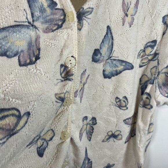 Vintage Fashion Bug Butterfly Button Up Short Sleeve Knit Sweater Women’s 22/24 - Picture 4 of 9